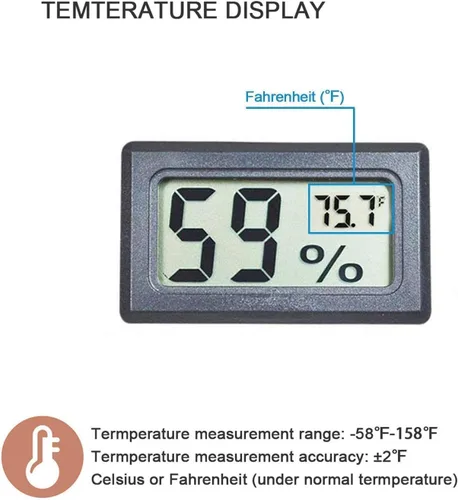 Vista 3 de Paquete de 4 mini medidores digitales de temperatura y humedad, termómetro para interiores, higrómetro, pantalla LCD Fahrenheit (℉) para tanque