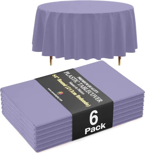 Vista 55 de Exquisite 66% Thicker Premium Aqua Round Tablecloth 0.5 Mil 6 Pack Plastic Table Cloth Disposable 84 Inch Round Plastic Tablecloth Won't Tear Easily