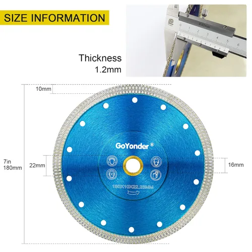 Vista 2 de GoYonder Hoja de diamante de 7 pulgadas para amoladora angular, hojas de sierra de diamante superfinas para corte húmedo y seco, hoja de diamante