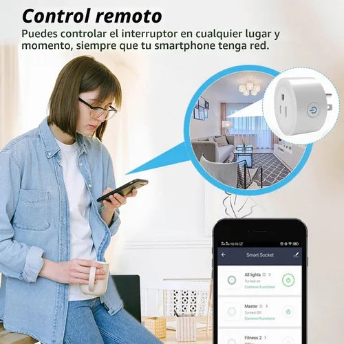 Vista 2 de Enchufe inteligente WiFi Compatible con Alexa y Google Home Enchufe WiFi para control remoto y temporizador y función de programación No