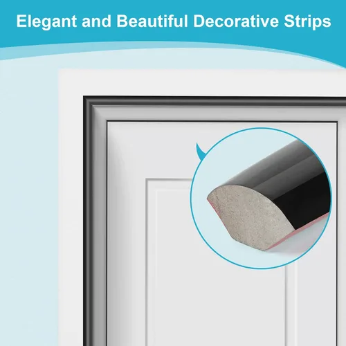 Vista 5 de Moldura flexible de un cuarto de redondeo, autoadhesiva, 16.5 pies, impermeable, moldura para bordes de pared, bordes de techos, borde de gabinete