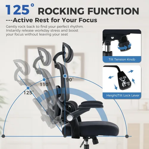 Vista 6 de Ergonomic Office Chair, Mesh Desk Chair with 2D Adjustable Lumbar Support – Relieve Back Pain for Long Workdays Sitting, High Back with 3D Headrest