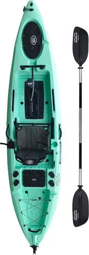 Vista 17 de BKC Brooklyn 12.0 Pro - Kayak de pesca individual de 12 pies manos libres, dirección de timón, casco de 70 libras, almacenamiento hermético