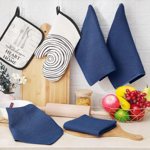 Vista 83 de Homaxy Paños de cocina de 100% algodón con tejido de gofre, ultra suaves, absorbentes, de secado rápido, 12 x 12 pulgadas, paquete de 6, amarillo