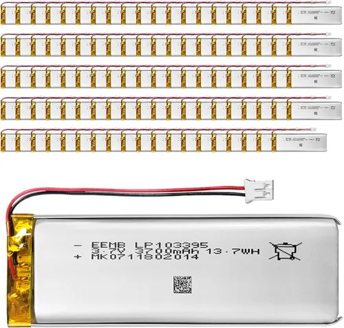 Vista 9 de 4 baterías EEMB 3.7V Lipo 3700mAh 103395 batería recargable de polímero de litio con conector JST (certificado UL para celda) Asegúrate de que