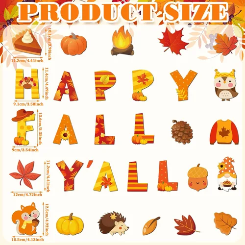Vista 3 de Landhoow 30 imanes de puerta de garaje con texto en inglés «Hello Fall» para decoración de calabaza, hoja de arce, Acción de Gracias