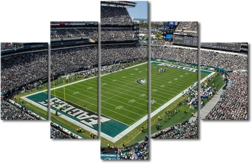 Vista 19 de TUMOVO T-MOBILE PARK - Arte de pared para sala de estar, lienzo de estadio de Seattle, 5 piezas, arte moderno de decoración de pared