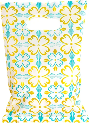 Vista 6 de ysmile Pequeña bolsa de compras de plástico negro con asa para pequeñas empresas Bolsa de plástico de mercancía troquelada bolsa de polietileno 100