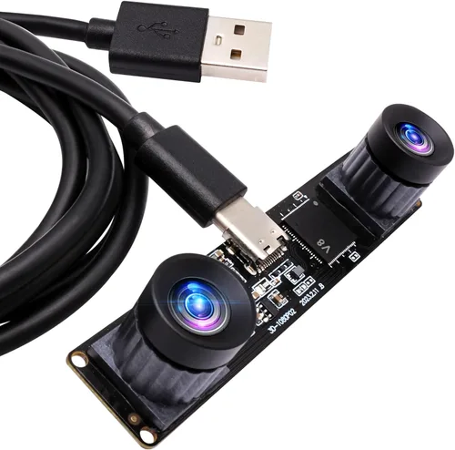 Vista 10 de ELP Cámara USB de doble lente de 4 MP, gran angular, 1080P 60 fps, Lightburn, mini UVC USB2.0 grabador láser módulo de cámara para computadora