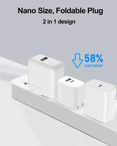 Vista 4 de Cargador rápido de doble puerto de 20 W para iPad de 9ª, 8ª, 7ª, 6ª y 5ª generación de 10.2 pulgadas, iPad Air 3/2, iPad mini 5/4/3, cargador