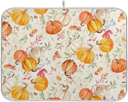 Vista 59 de Tapete de Secado de Platos de Playa de Verano 18 x 24 Pulgadas Olas Marinas Conchas Estrellas de Mar Tapete de Secado con Microfibra Reversible