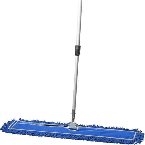 Vista 18 de Trapeador de polvo comercial azul de 24 pulgadas y barredora de piso con mango extensible, mopa para limpieza de suelos de madera, azulejos