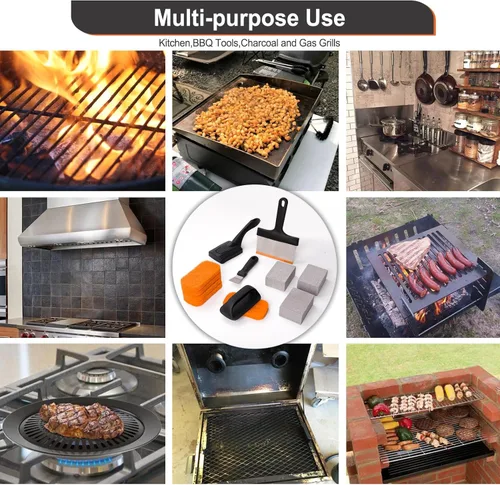 Vista 7 de Kit de limpieza de parrilla SHINESTAR para Blackstone, kit de limpieza de parrilla de parte superior plana de 12 piezas, equipado con almohadillas