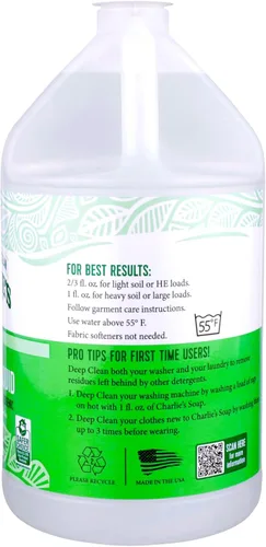 Vista 3 de Charlie's Soap Detergente líquido para ropa sin fragancia, 160 cargas (128 onzas, 1 paquete)