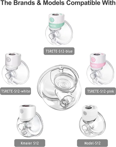Vista 4 de Piezas de repuesto de extractor de leche portátil compatibles con TSRETE Kmaier S12 S9 extractor de leche portátil, incluye válvula de pico de pato