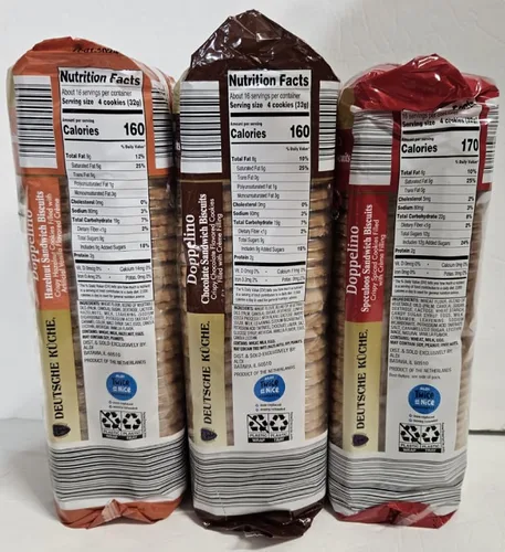 Vista 2 de Deutsche Kuche Doppelino - Galletas sándwich con sabor a limón, galletas sándwich de chocolate y galletas de sándwich de avellana, 17.6 onzas, 17.64