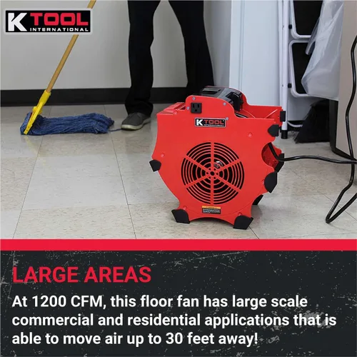Vista 6 de K Tool International - ventilador Big Chill Workforce, 1200 CFM 300W - 110-120V/60HZ - 3 velocidades con 4 posiciones - Uso interior y exterior