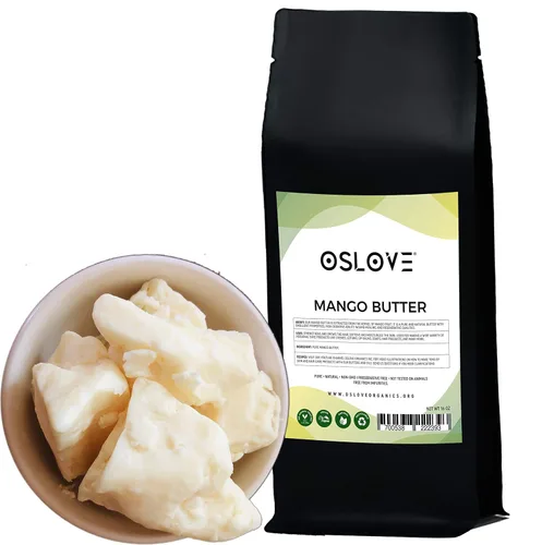 Mantequilla de mango, 1 libra de Oslove Organics, puro, natural, seleccionado a mano, fresco y esponjoso en mezclas hechas a mano, más emoliente
