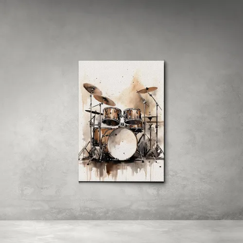 Vista 4 de Drummer Canvas Wall Art, Drum Set Watercolor Art Drummer Home Decor Ready to Hang Drummer, Canvas Wall Art Music Studio Art, Modern Art, Print
