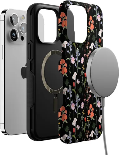 Vista 4 de Funda Casely para iPhone 14 Pro Max Secret Garden Flores Mixtas Compatible con MagSafe Diseño Protector Audaz