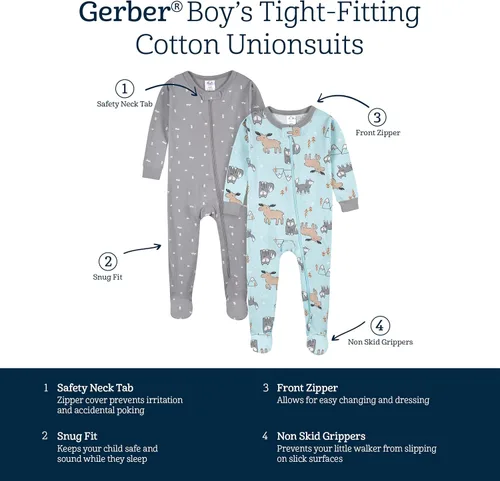 Vista 4 de Gerber - Pijamas con cobertura hasta los pies para bebé, niño - 4