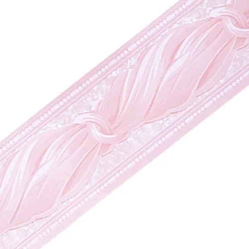 Vista 2 de Bordes de pared autoadhesivos de PVC con lazo rosa para cocina, dormitorio, sala de estar, decoración del hogar, 3.94 pulgadas x 32.8 pies