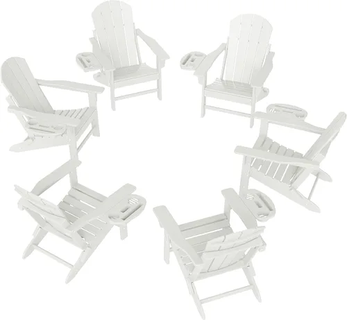 Vista 17 de FOOWIN Silla Adirondack plegable, sillas Adirondack de polietileno de alta densidad con soporte para tazas, sillas de plástico resistentes a