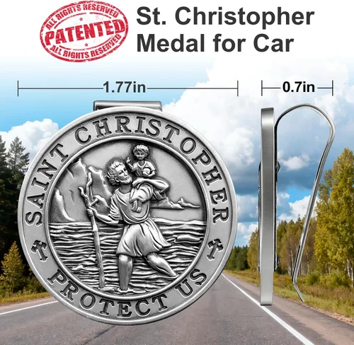 Vista 6 de Medalla de San Cristóbal de PloreWay para Coche, Metal