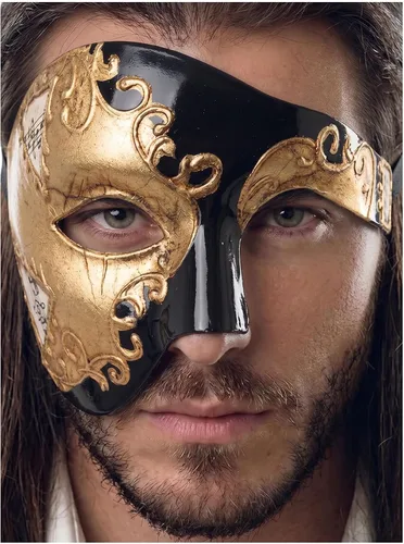Vista 26 de Máscara de mascarada para hombre, máscara del fantasma de la ópera, máscara de baile de graduación, Mardi Gras, Haloween veneciano, media cara