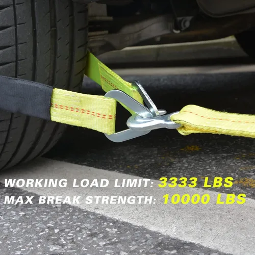 Vista 6 de XSTRAP STANDARD Paquete de 4 correas de eje de 36 x 2 pulgadas con funda protectora y anillo en D para asegurar el transporte del automóvil, correas