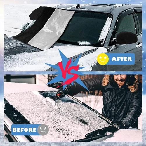 Vista 7 de Cunno Juego de 4 piezas de cubierta de nieve para ventana trasera y cubierta de parabrisas, cubiertas de espejo, cubierta de parabrisas de automóvil