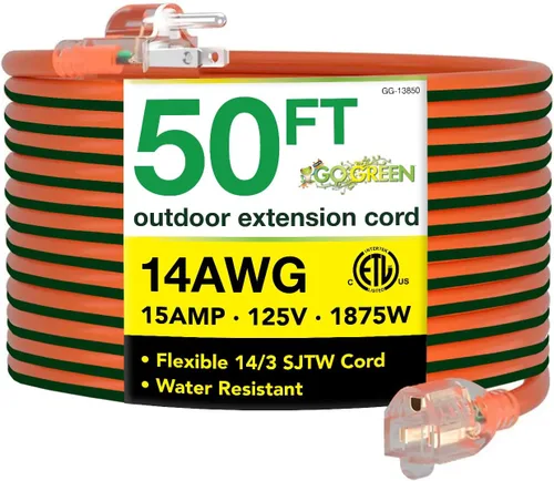 Vista 17 de Go Green Power Inc. (GG-13708BK) - Cable de extensión 16/3 SJTW para exteriores; color negro, 8 pies