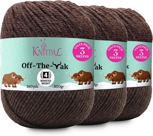 Vista 16 de Off-The-Yak - Hilo de lana para tejer, paquete de 3 (360 yardas/10.58 oz), patrones libres, hilo de mezcla acrílica de lana para tejer, peso #4