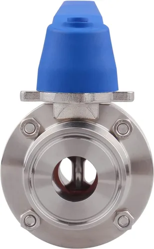 Vista 3 de DERNORD Válvula de mariposa Tri Clamp de 1.5 pulgadas con mango de gatillo azul de acero inoxidable 304 Tri Clamp Clover (tubo de 1 pulgada OD)