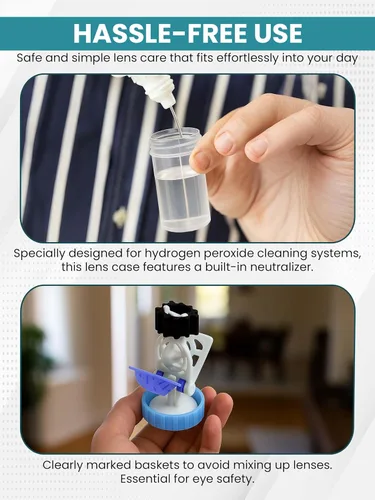 Vista 4 de SPORTS WORLD VISION Estuche para lentes de contacto con peróxido de hidrógeno (3 piezas) fácil de transportar, funda protectora universal ventilada