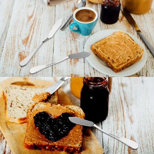 Vista 5 de 6 piezas Cuchillo de Mantequilla de Acero Inoxidable, Esparcidores de Queso/Mantequilla, Cuchillos para Untar del Desayuno, Queso y Condimentos