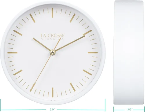 Vista 4 de La Crosse Clock 404-3715 6-inch Etta Metal Wall/Table Silent Quartz Clock