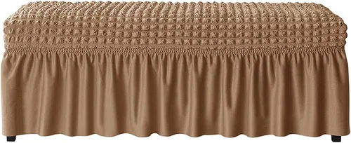 Vista 8 de Funda de banco tapizada elástica de sirsaca para banco de comedor, protector de asiento de banco de comedor con falda, protectores de banco