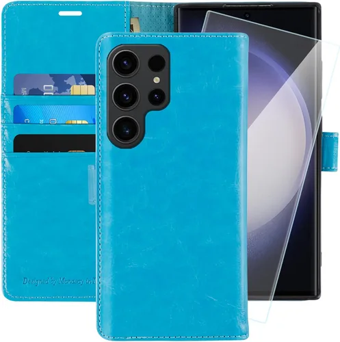 Vista 40 de MONASAY Funda tipo cartera compatible con Galaxy S23 5G, bloqueo RFID, funda de piel con tapa para teléfono celular con soporte para tarjeta de Negro