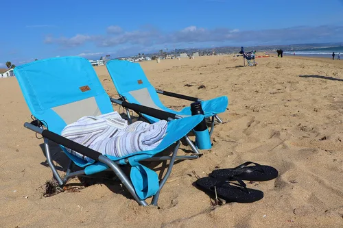 Vista 4 de Nice C Silla plegable baja para playa o campamento, ultraligera, con portavasos y bolsa de transporte compacta y resistente, para exteriores