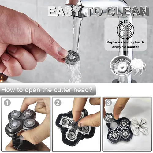 Vista 3 de 16 cabezales de repuesto para afeitadora, compatible con cuchillas de repuesto para afeitadora Skull Shaver Pitbull Gold PRO 4 cabezales