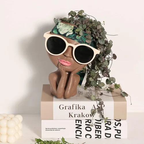 Vista 2 de AIMEBBY Maceta de resina para plantas de interior y exterior con orificio de drenaje (tamaño grande)