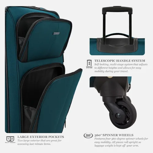 Vista 5 de U.S. Traveler Aviron Bay - Equipaje extensible con ruedas giratorias, Azul marinoflor y brillo), US08125N23