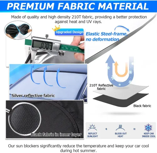 Vista 5 de Karltys 3 piezas parasol para parabrisas para Nissan Sentra 2020-2025, parasol para ventana delantera y lateral ajuste personalizado Sentra