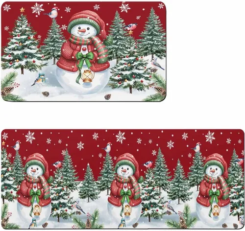 Christmas Red Bath Mat for Tub,Non Slip Bathroom Floor Runner Rug Quick Dry & Absorbent Diatomaceous Earth Shower Sink Bedroom Kitchen Washable