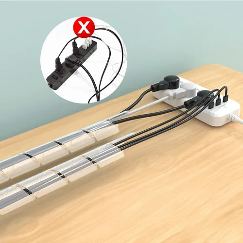 Vista 4 de Envoltura de cable en espiral de 26 pies, paquete de fundas de cable blanco para PC, TV, computadora, organizador de cables eléctricos, cubierta