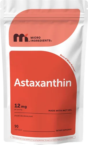 Vista 9 de Micro Ingredients Astaxantina 12 mg con aceite MCT, 120 cápsulas blandas, suministro para 4 meses Suplementos antioxidantes de astaxantina