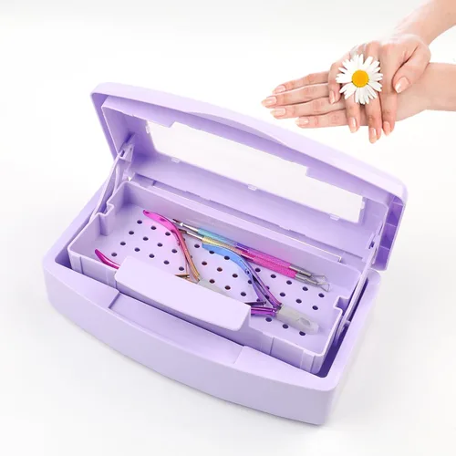 Vista 8 de Caja esterilizadora de herramientas de uñas, bandeja de esterilización de plástico, caja de esterilización de plástico organizador de almacenamiento