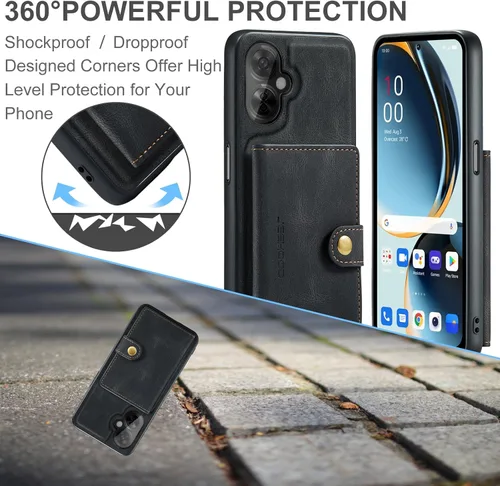 Vista 6 de Funda para OnePlus Nord N30 5G / Nord CE 3 Lite 5G, cartera magnética desmontable con ranura para efectivo, funda compatible con carga inalámbrica