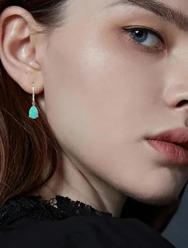 Vista 2 de Vesitim Opal Earrings for Women 925 Sterling Silver Teardrop Solitaire Dangle Drop Earring October Birthstone Jewelry Gift with Created Opal